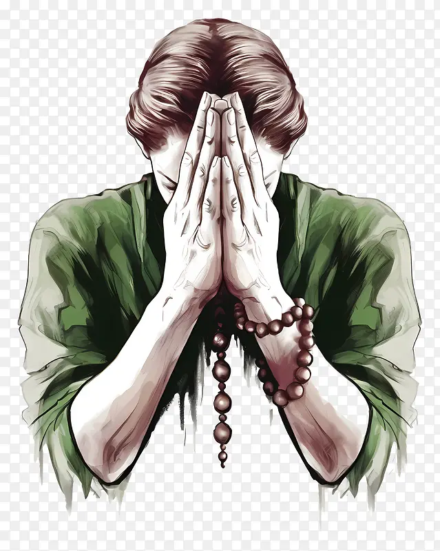 悲伤的男人-穿着绿色衬衫的悲伤男人抱着头