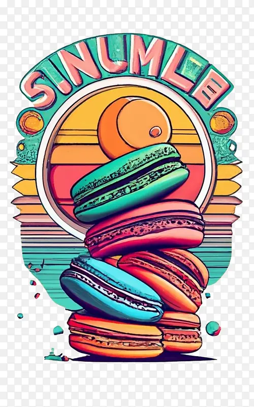 马卡龙-马卡龙食品甜点堆栈多彩