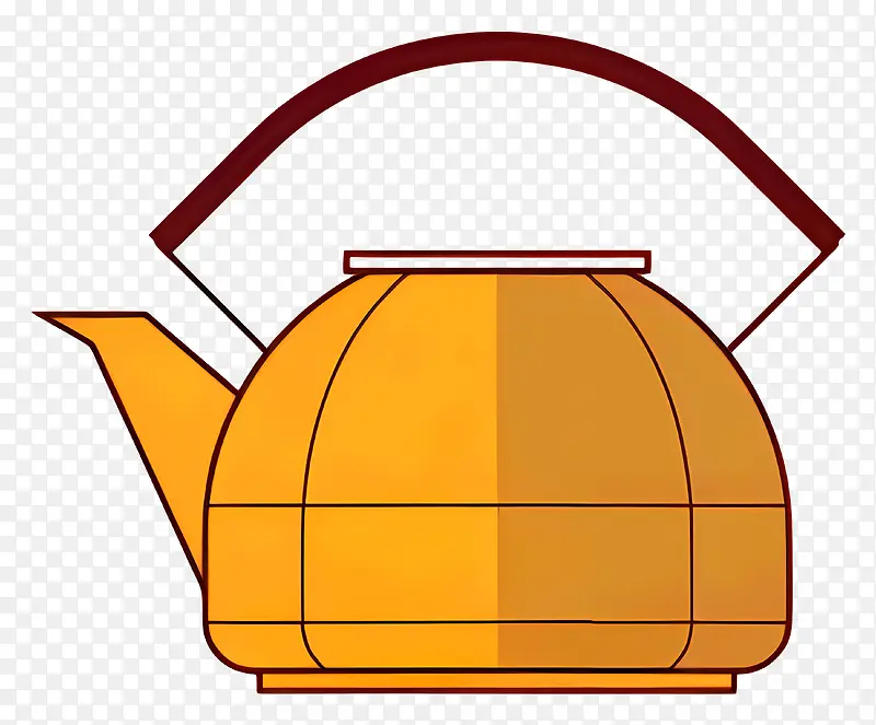 黄色茶壶—黑色背景上的黄色茶壶,带弧形手柄