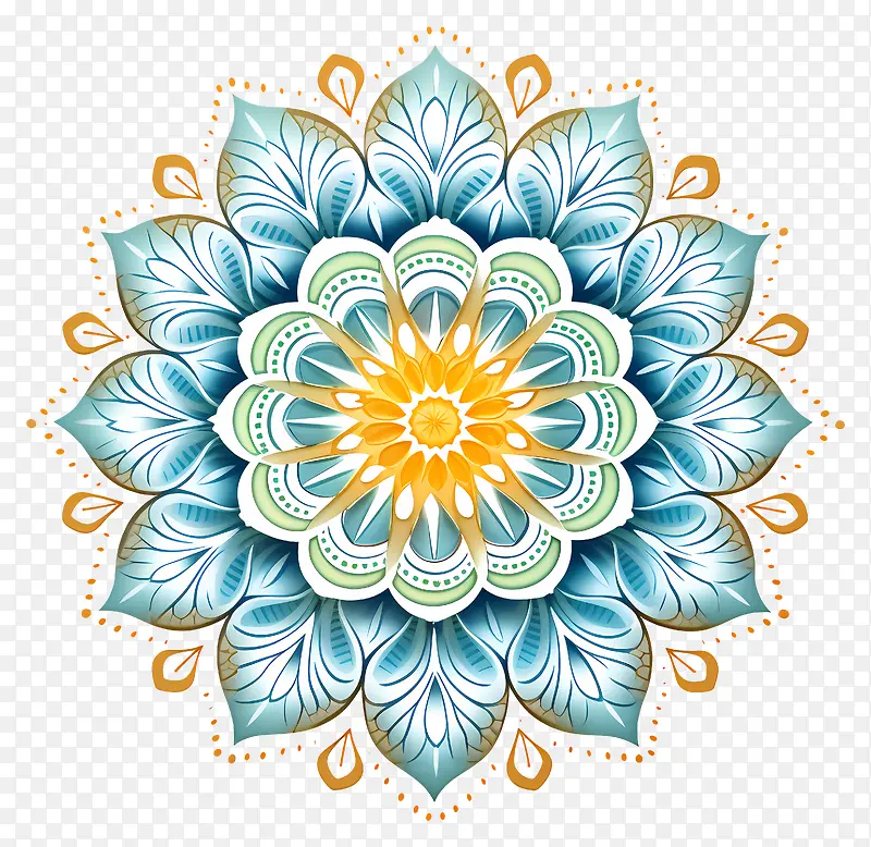 花艺设计-蓝色和黄色莲花的圆形花艺设计