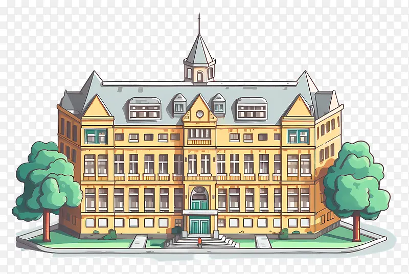 钟楼-计算机生成的老式钟楼建筑图像