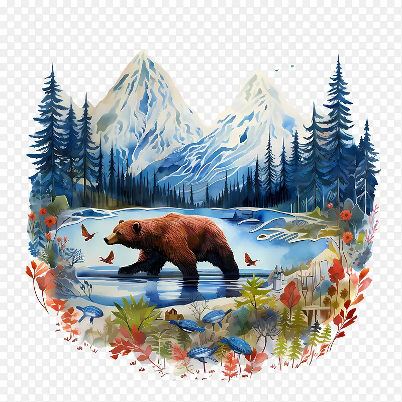 阿拉斯加日-阿拉斯加日风景山水森林