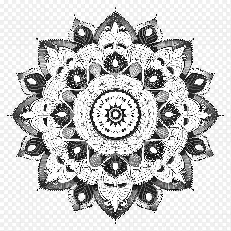 花朵图案-带有移动花瓣的圆形花朵图案