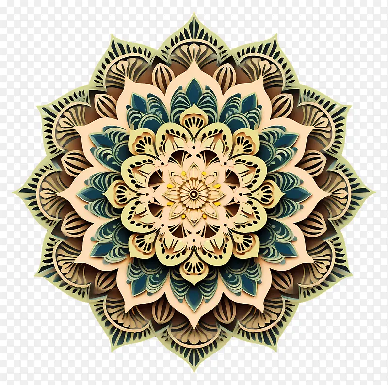 花艺设计-错综复杂,色彩缤纷的花卉曼陀罗,带有绳状连接