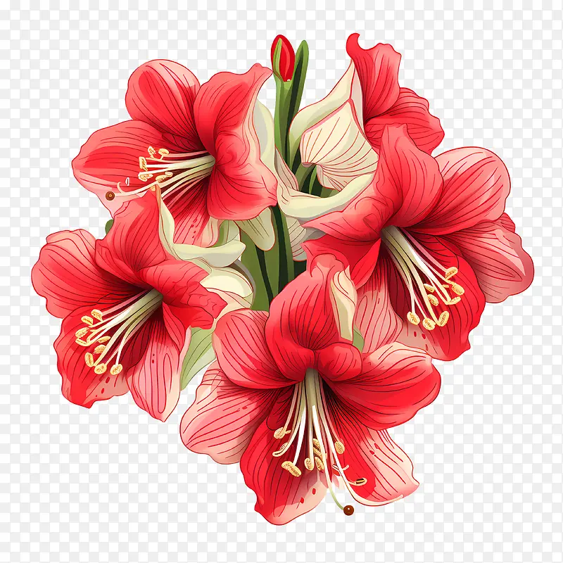 孤挺花-孤挺花花束红色花朵圣诞节