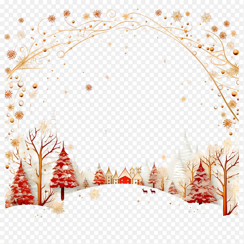 圣诞贺卡日-圣诞贺卡日冬季森林雪树