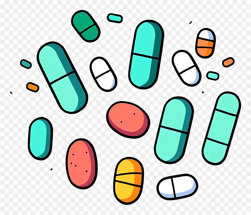 药丸-彩色药丸以随机,重叠的图案飞行