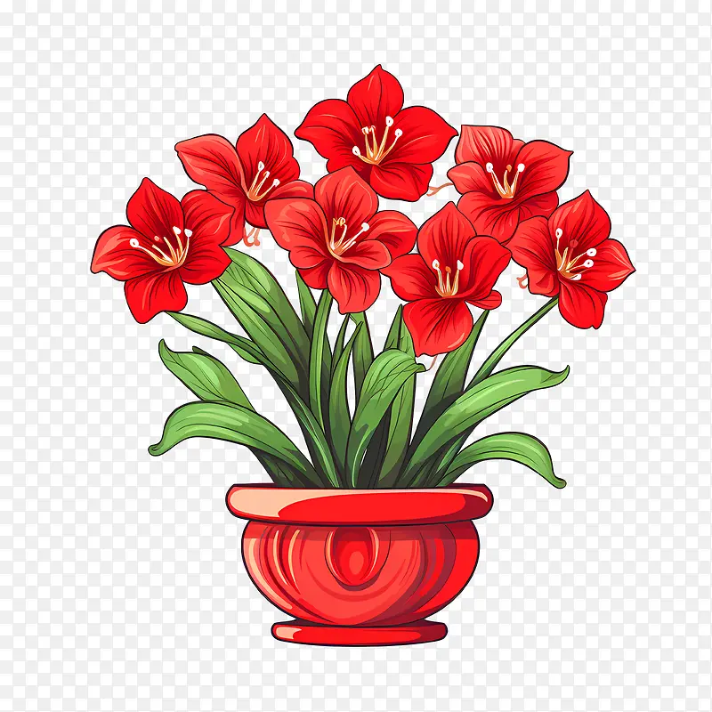 孤挺花-孤挺花红色花瓶花园布置