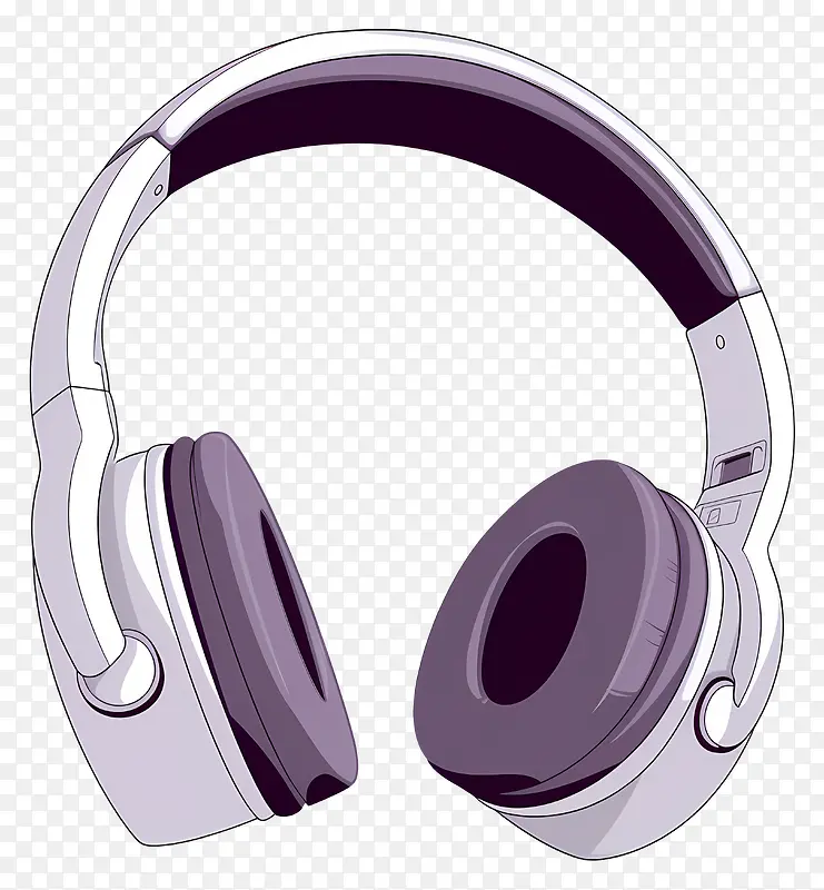 白色耳机-白色耳机,带开关,音频插孔,连接到矩形扬声器