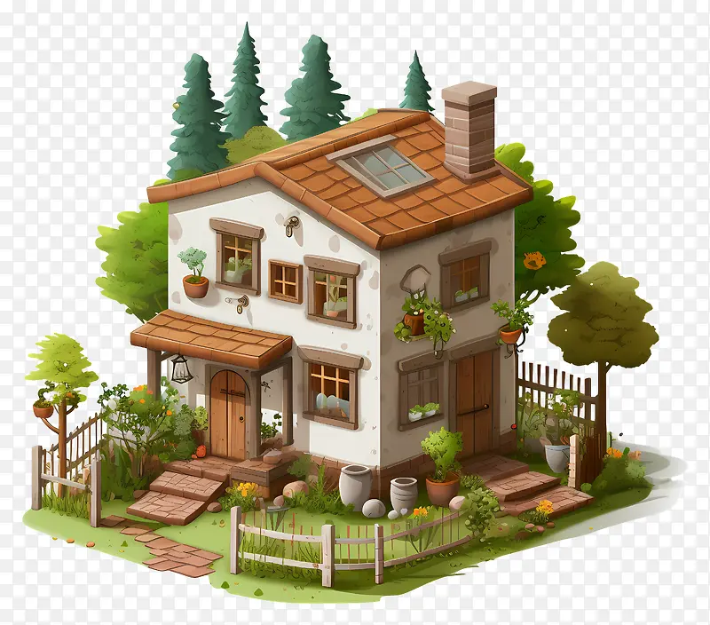 乡村房屋-乡村房屋,有花园,树木和宁静的氛围