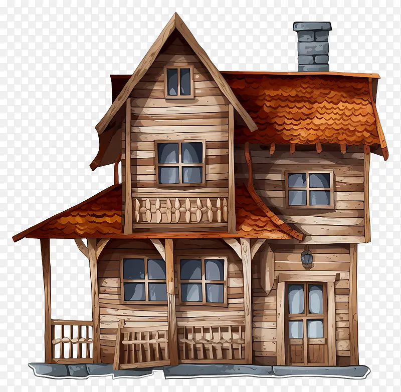 木屋—乡村环境中的质朴木屋,简约的家具