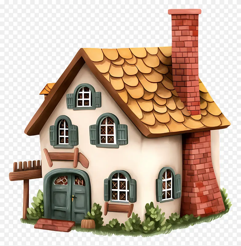 小木屋-带倾斜屋顶和壁炉的小木屋