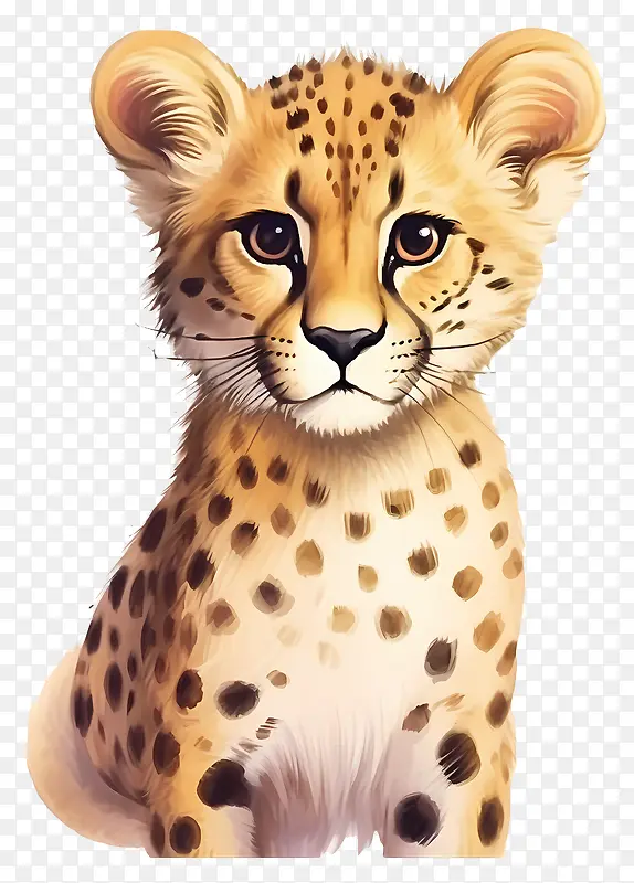 猎豹幼崽-猎豹幼崽的野生动物插图,眼睛富有表现力