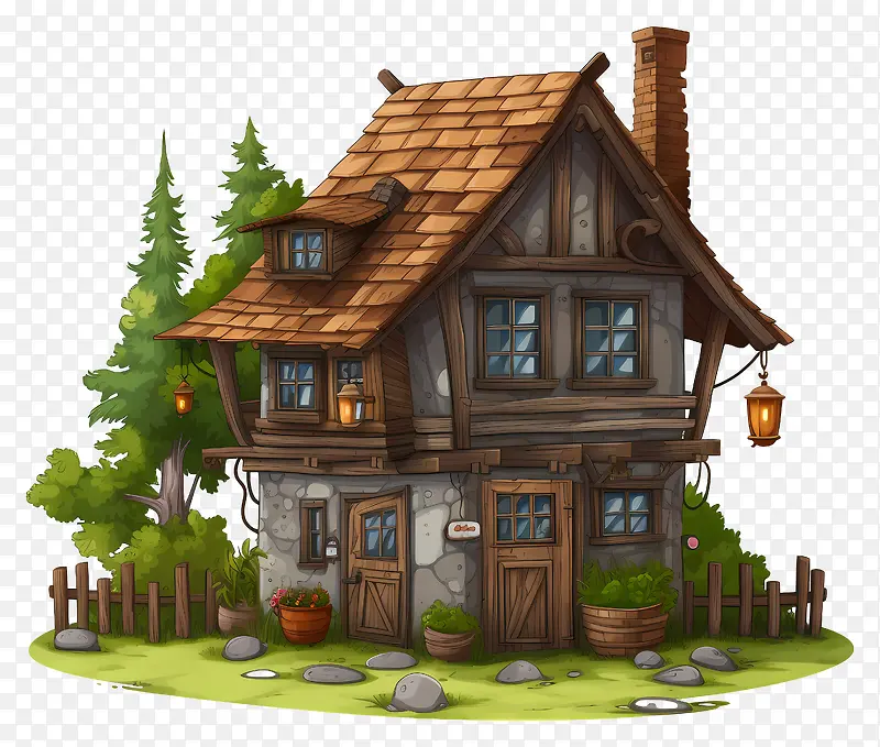 乡村小屋-宁静乡村环境中的老小屋