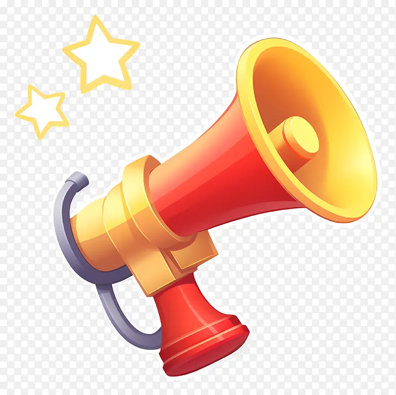 扩音器-星形红色和黄色卡通扩音器