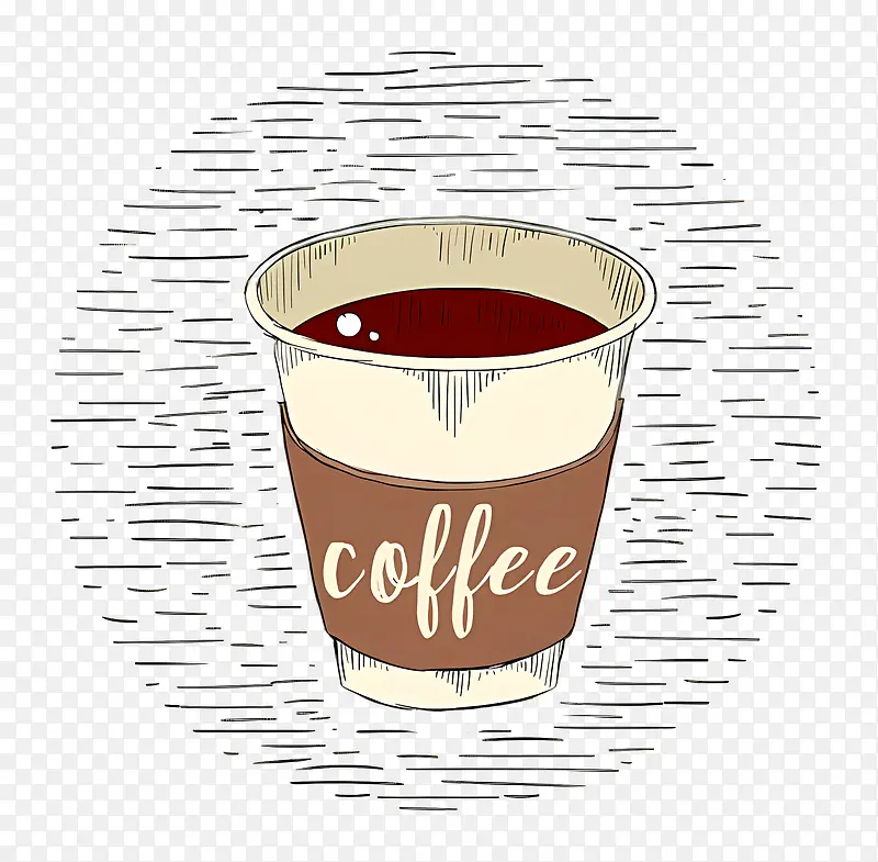 咖啡杯-咖啡杯溢出液体的手绘图像