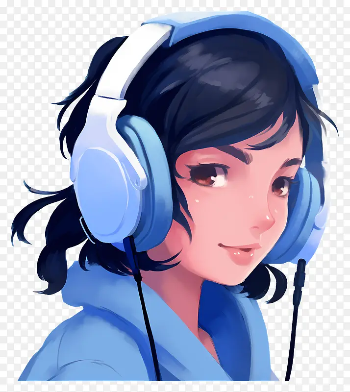带耳机的女人—戴着耳机微笑的职业女性,品质好