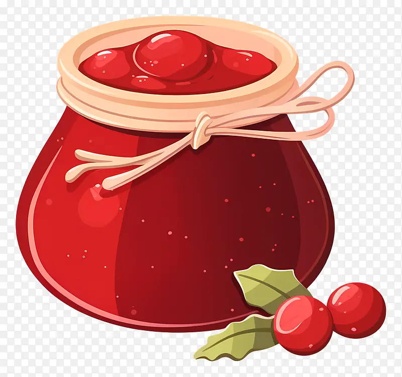 蔓越莓果冻-红色蔓越莓果冻与冬青浆果在罐子里