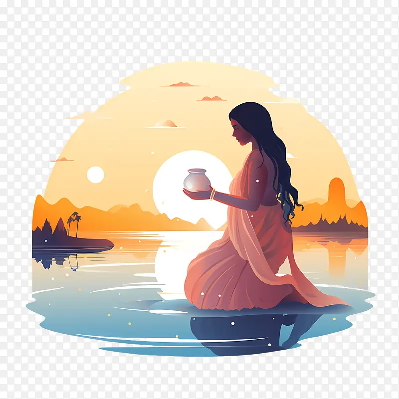 chhathpuja-chhathpuja日落女人船湖