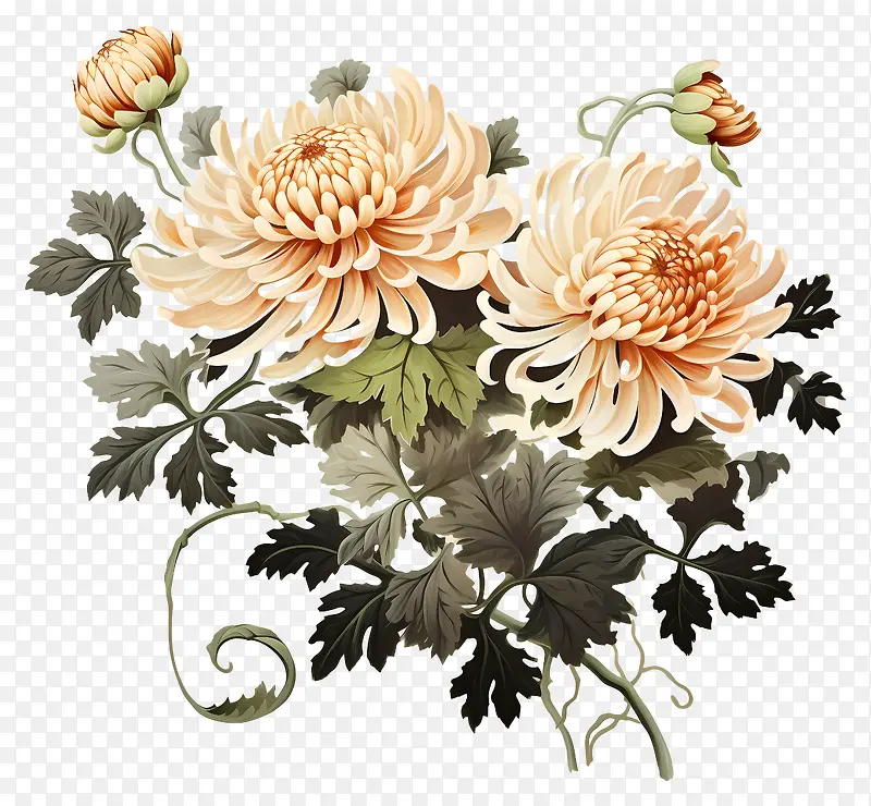 菊花-自然排列的橙色菊花花束