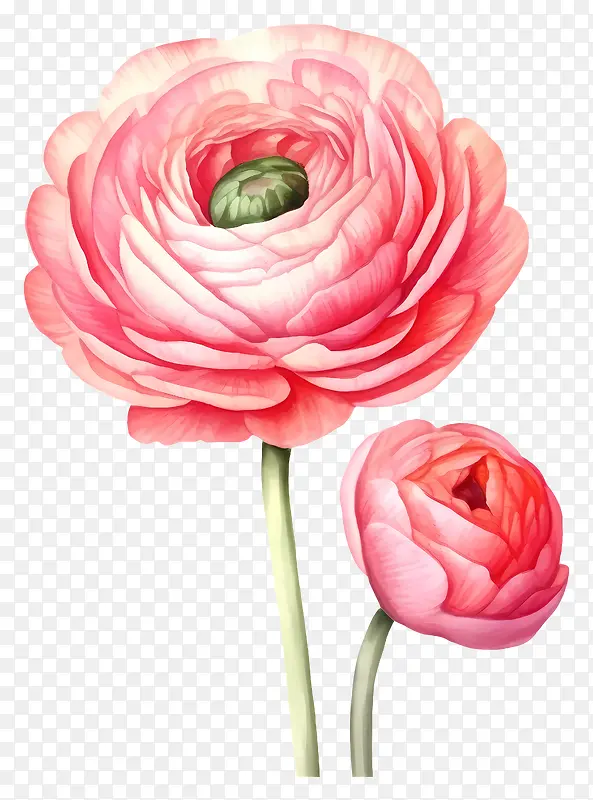 粉红色的花-粉红色的花,三片花瓣,绿色中心