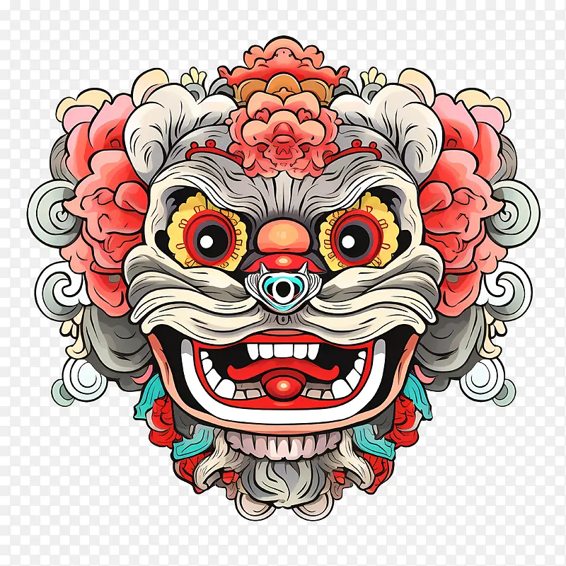 中国舞狮头-中国舞狮头狮子面具脸亚洲