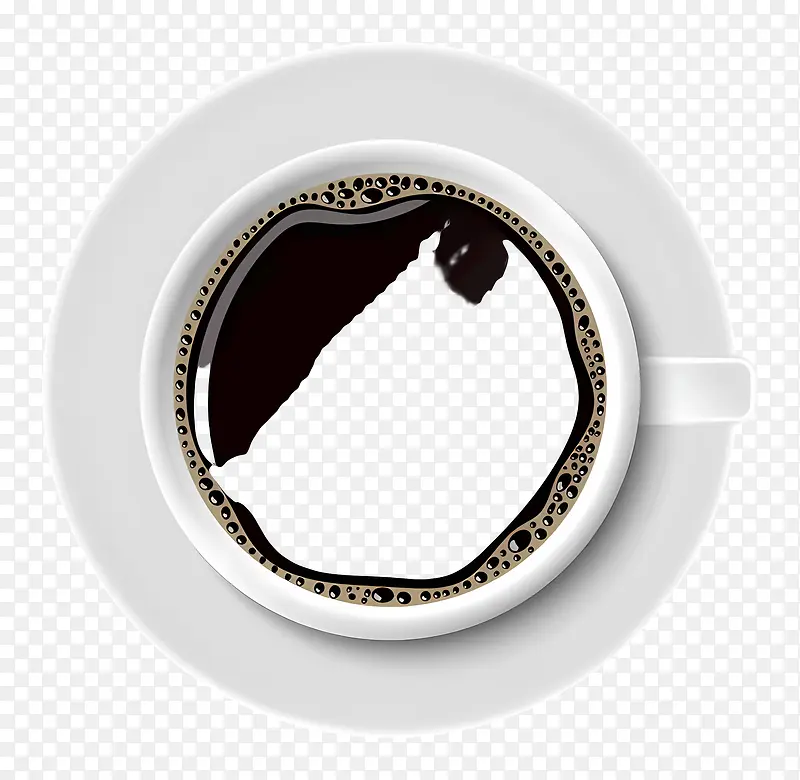 咖啡杯—白色杯子,碟子上有勺子,黑色背景