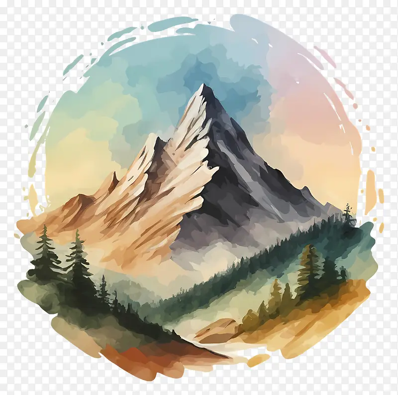 山风景-山风景与雪峰,绿色森林PNG图片素材下载_图片编号11333703-PNG素材网