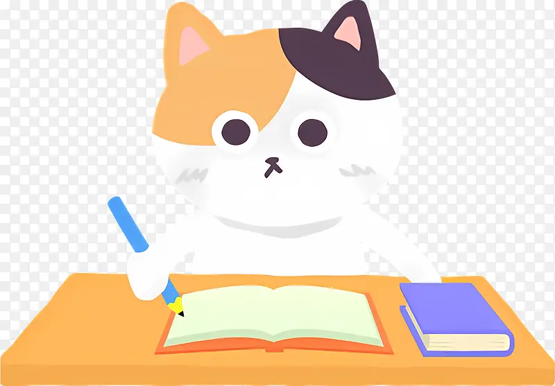猫-一只严肃的猫拿着书在书桌上写字PNG图片素材下载_图片编号11359114-PNG素材网