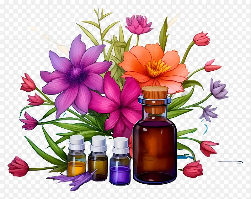 卡通花精疗法-高品质天然精油花瓶PNG图片素材下载_图片编号11366301-PNG素材网