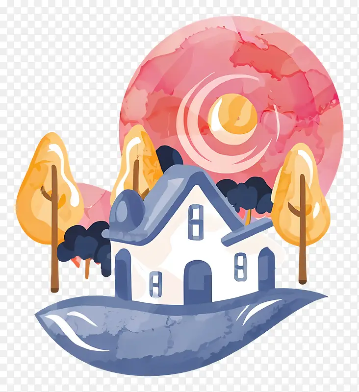 宁静森林小屋与彩色天幕PNG图片素材下载_图片编号11376235-PNG素材网