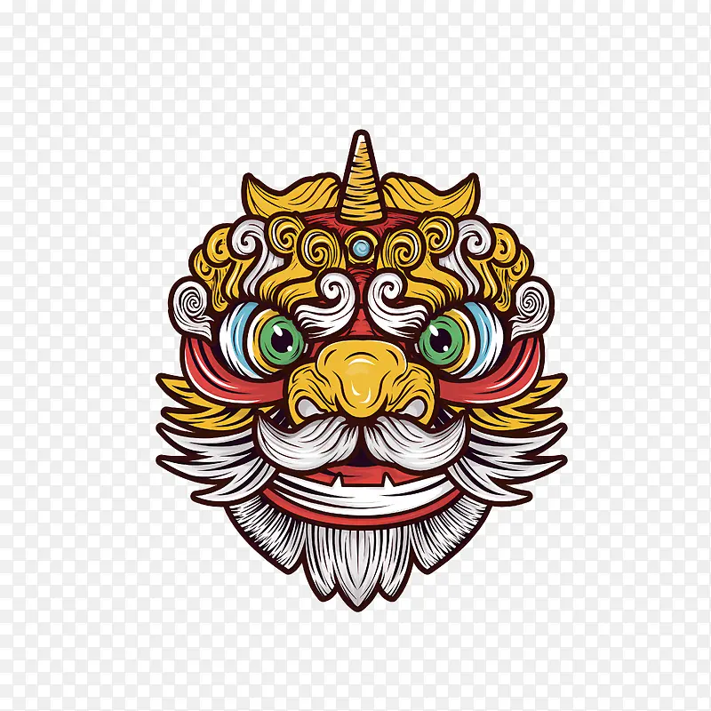 龙-凶猛的龙/狮脸,有彩色鬃毛和眼睛PNG图片素材下载_图片编号11380224-PNG素材网