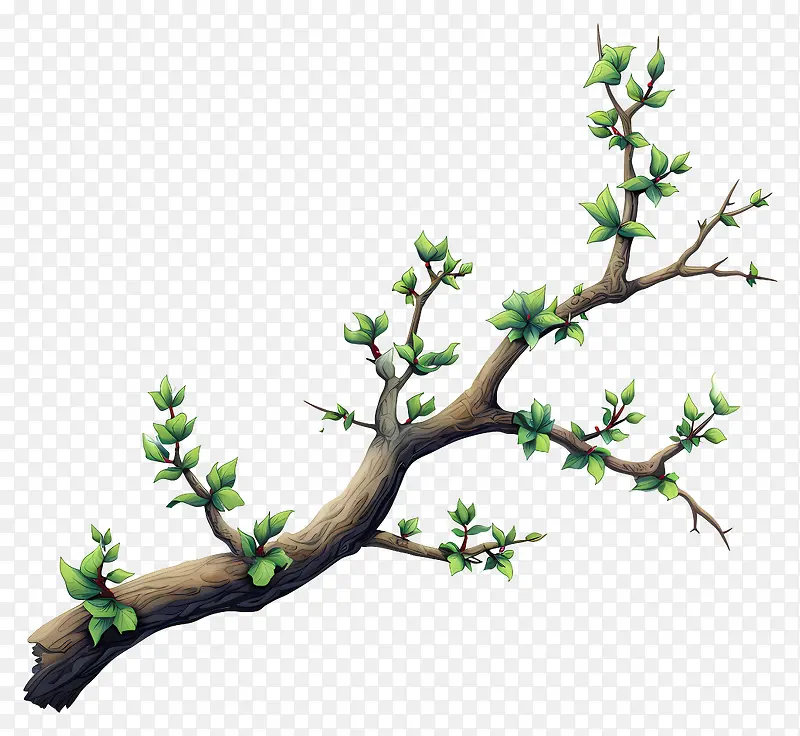 手绘树枝-真实图像:绿叶棕色树枝PNG图片素材下载_图片编号11413186-PNG素材网