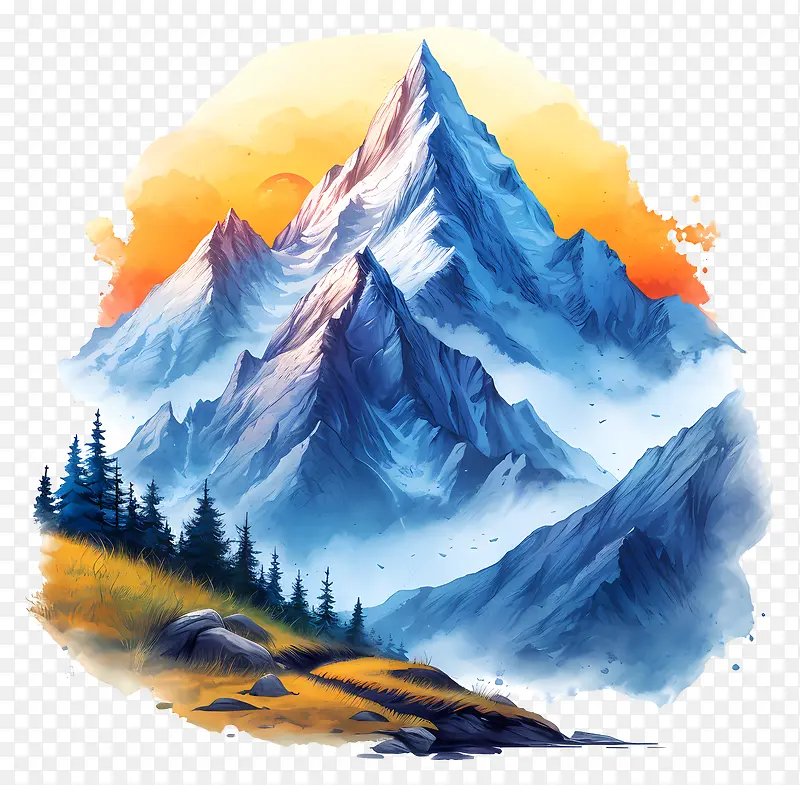 辫子头发-雄伟的山脉,日落时白雪皑皑的山峰PNG图片素材下载_图片编号11414513-PNG素材网