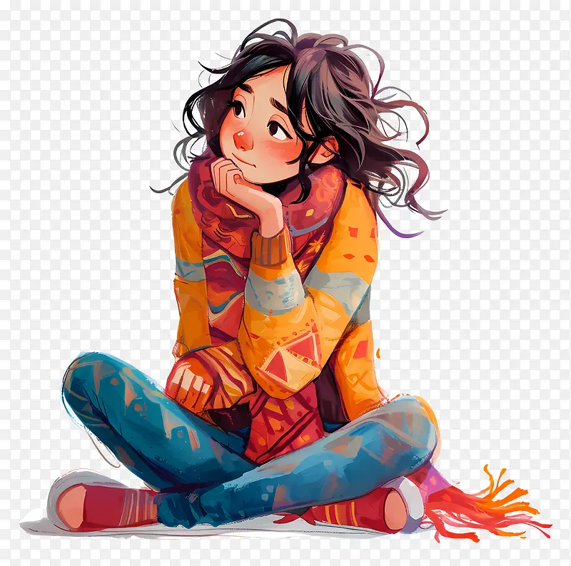 沉思少女, 舒适穿搭PNG图片素材下载_图片编号11426086-PNG素材网