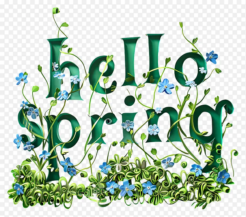春意盎然 hello spring 字体插画PNG图片素材下载_图片编号11441682-PNG素材网
