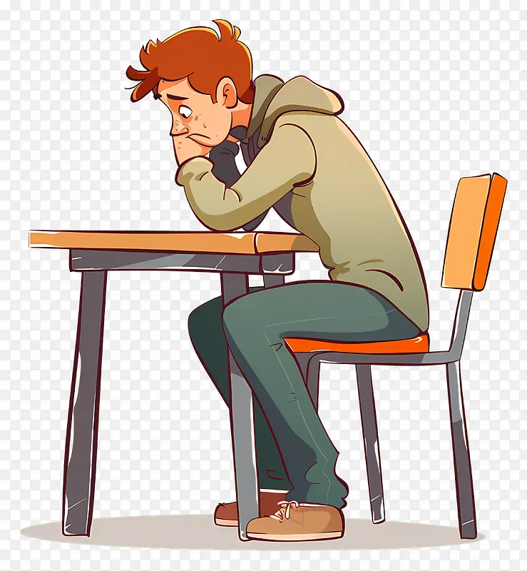 孤独的学生低头沉思PNG图片素材下载_图片编号11448522-PNG素材网