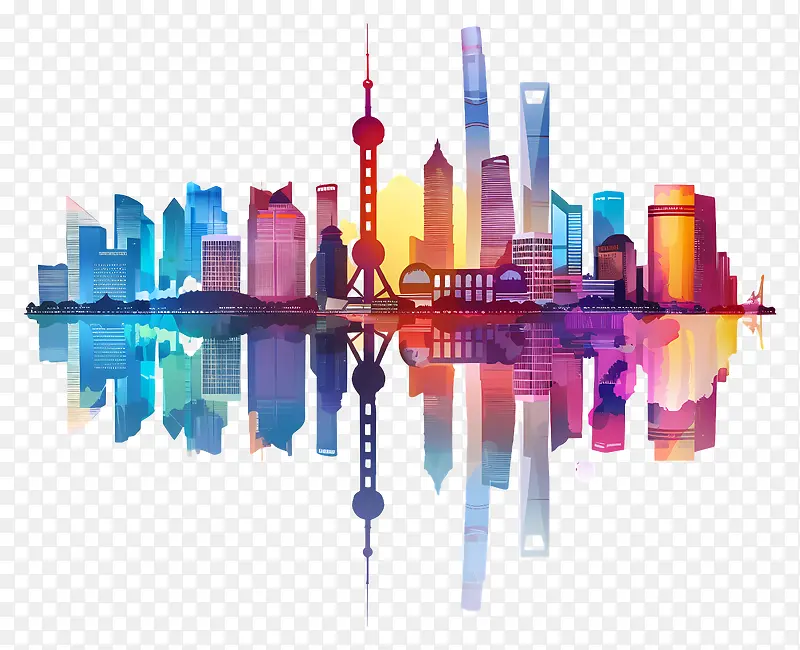 上海城市景观艺术插画PNG图片素材下载_图片编号11461622-PNG素材网