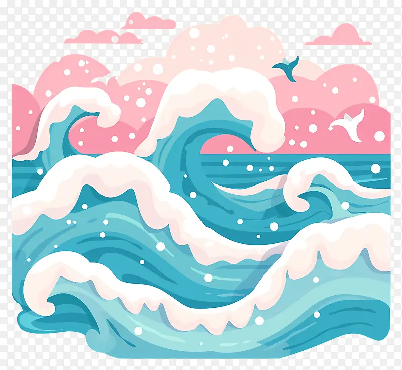 海洋波浪插画PNG图片素材下载_图片编号11462112-PNG素材网
