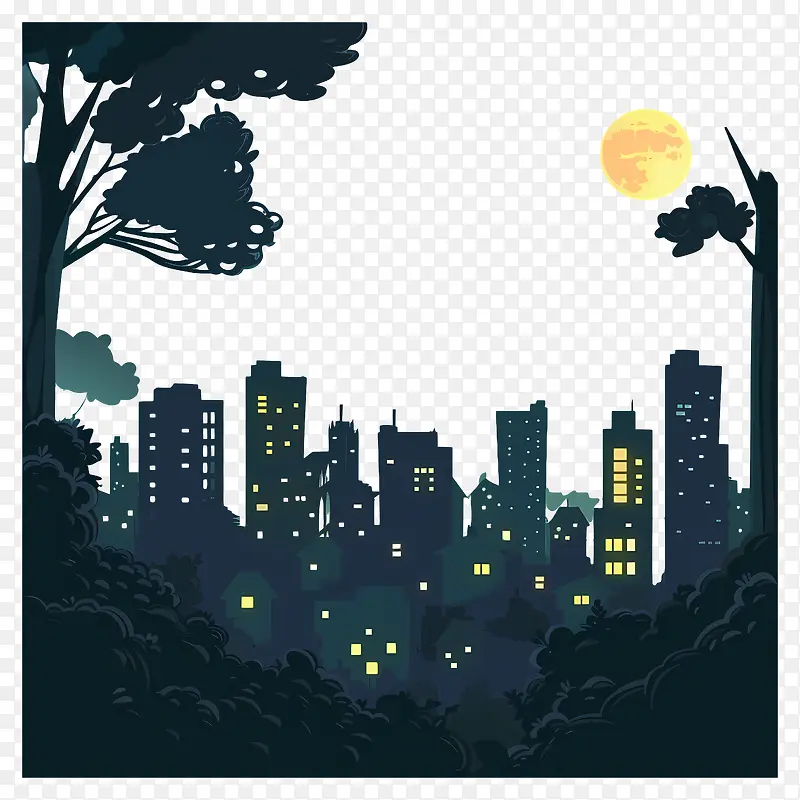 城市夜景插画PNG图片素材下载_图片编号11473334-PNG素材网