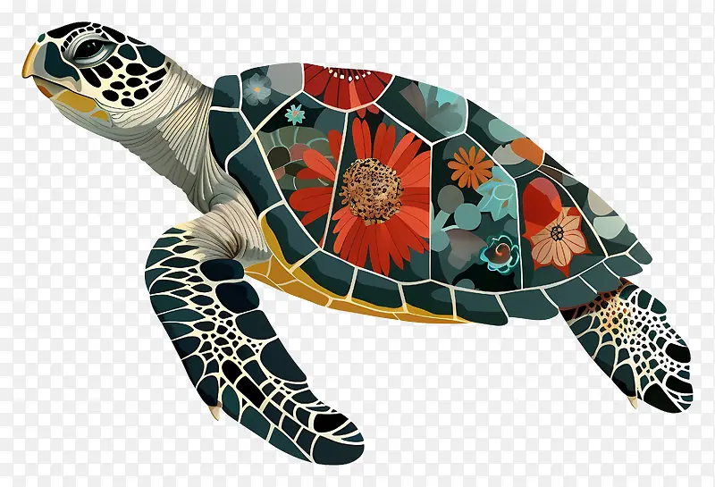 复杂花纹龟壳海洋生物插画PNG图片素材下载_图片编号11475485-PNG素材网