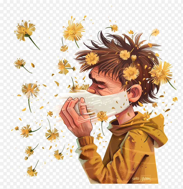 过敏症状插画-男孩吹蒲公英PNG图片素材下载_图片编号11481721-PNG素材网