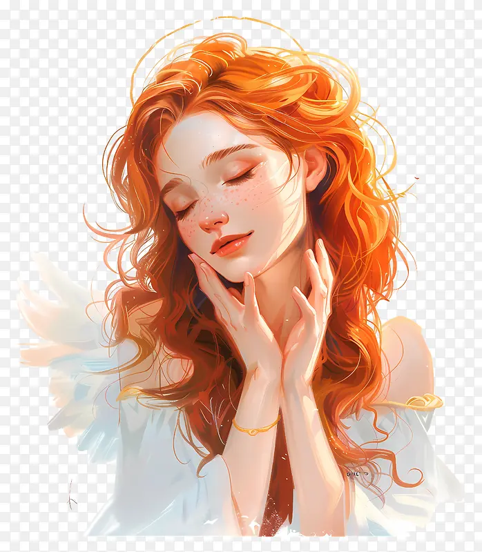 红发天使女性插画PNG图片素材下载_图片编号11481431-PNG素材网