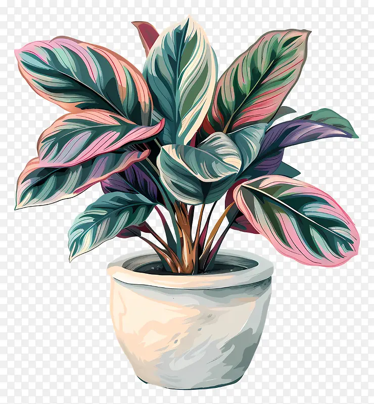 Calathea盆栽, 水彩风格室内绿植PNG图片素材下载_图片编号11482296-PNG素材网