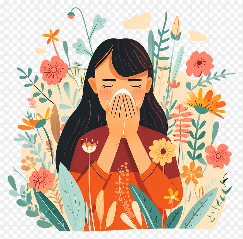 女性过敏症状插画PNG图片素材下载_图片编号11484973-PNG素材网