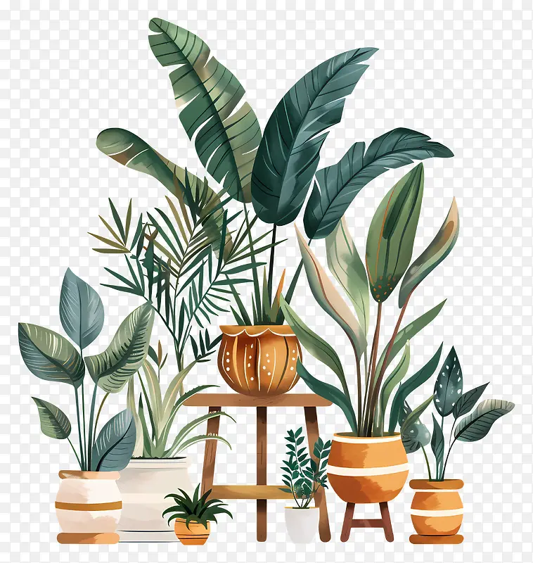 植物插画 各类绿植盆栽PNG图片素材下载_图片编号11493609-PNG素材网