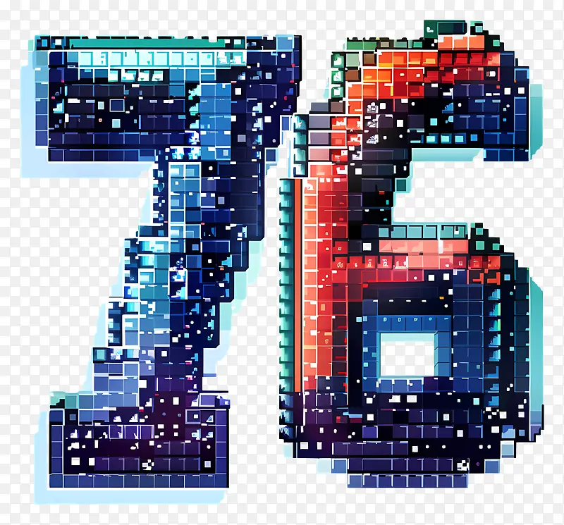 像素艺术风格的数字76PNG图片素材下载_图片编号11512041-PNG素材网