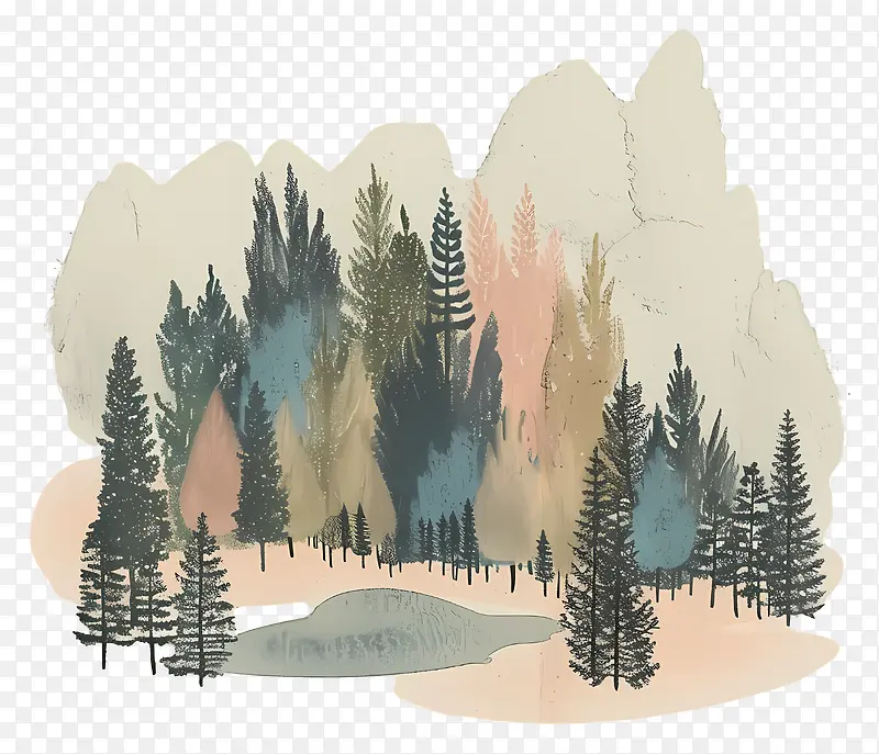 抽象森林风景插画PNG图片素材下载_图片编号11519965-PNG素材网