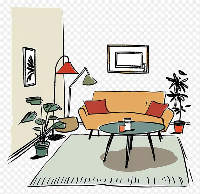 舒适客厅插画PNG图片素材下载_图片编号11529632-PNG素材网