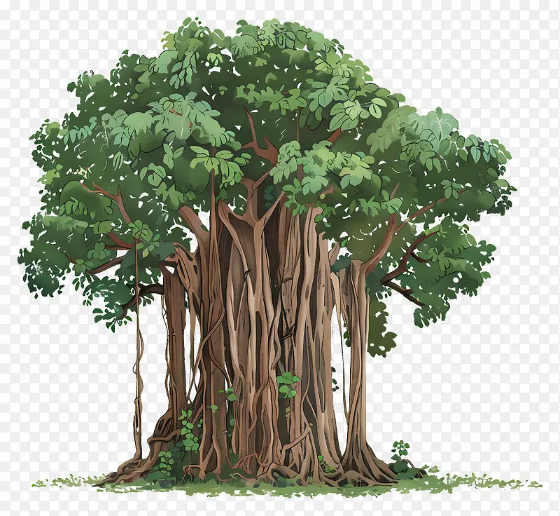 榕树大树景观插画PNG图片素材下载_图片编号11532011-PNG素材网